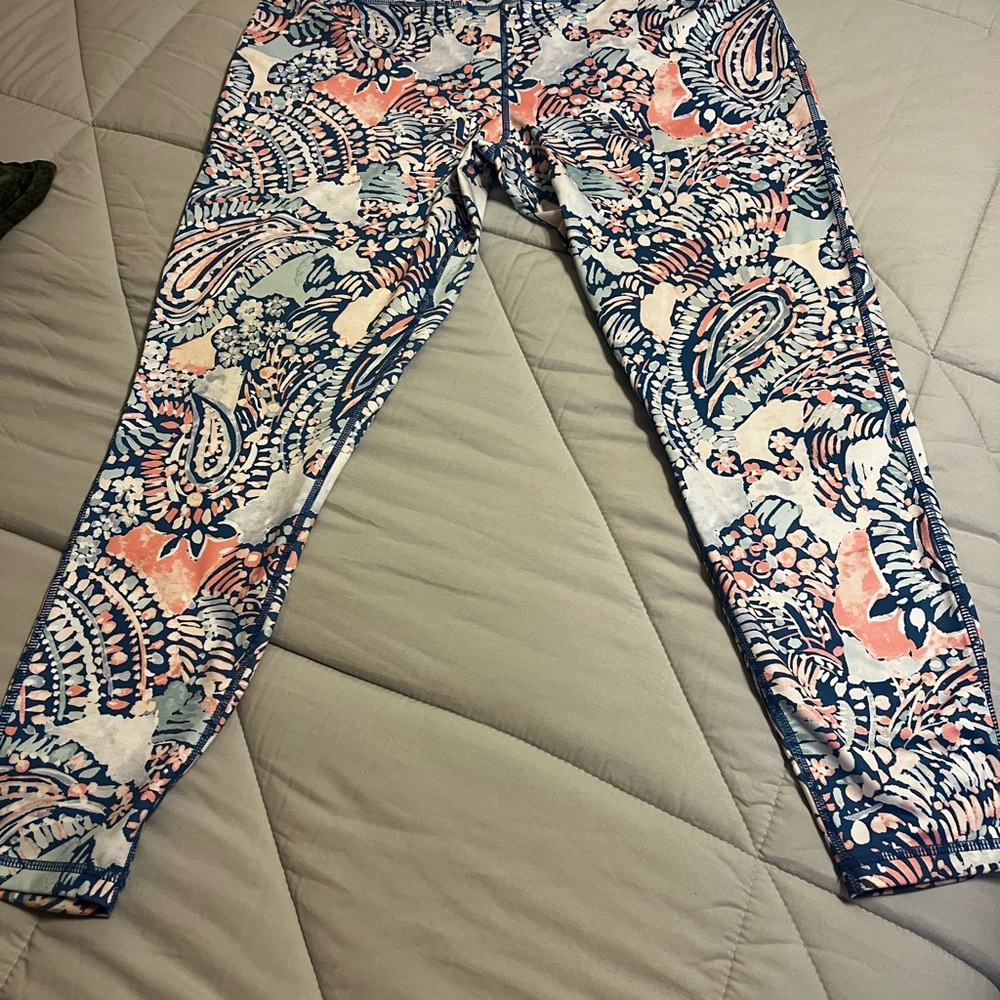 Printed Women's Jeans - Navy, Coral & Cream Pattern
